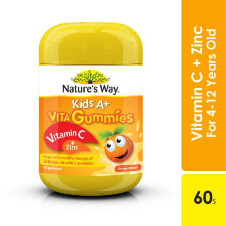 Natures Way Kids A+ Gummies Vitamin C + Zinc (Orange) 60s | For Children Above 4 Years Old