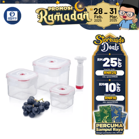 Flavia Food Vacuum Saver Container Square/Round 3 sizes set