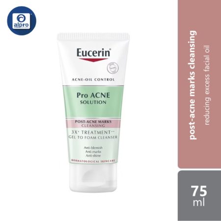Eucerin Proacne Cleansing 3x Treatment Gel To Foam 75ml | Reducing Excess Facial Oil