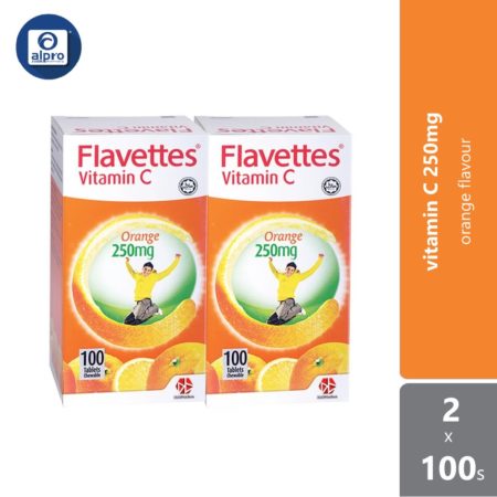 Flavettes Vit.C 250mg Sugar Free Orange 2 x 100s | Promotes Collagen Production
