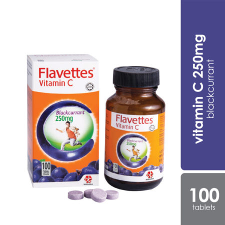 Flavettes Vitamin C 250mg (Blackcurrant) 100s | For Adult