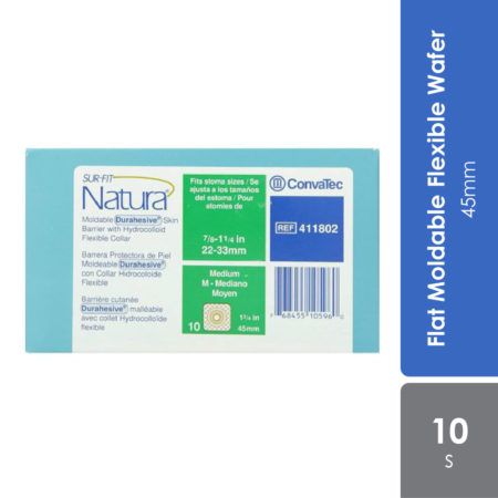 Convatec 411802 Sur-Fit Natura Durahesive Flat Mold Flexible Wafer 45mm 10s