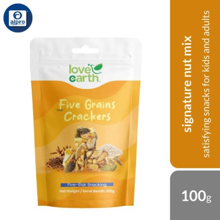 Love Earth Five Grains Crackers 100g | Satisfying Snacks for Kids and Adults