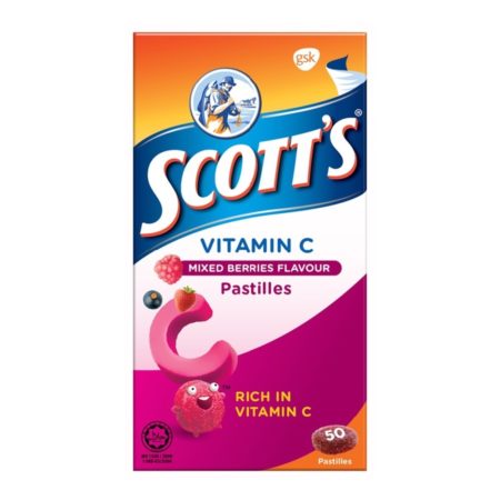 Scotts Vitamin C Pastilles (Mixed Berries) 50s | For Children Above 2 Years Old