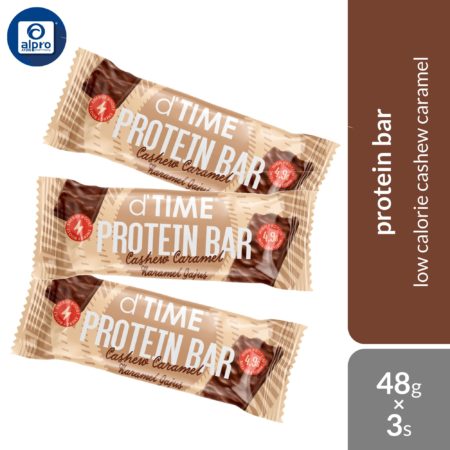 d'TIME Cashew Caramel Protein Bar 3s 48g | Low Calorie Cashew Caramel