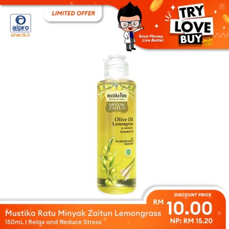 (TLB) Mustika Ratu Minyak Zaitun Lemongrass 150mL | Relax and Reduce Stress