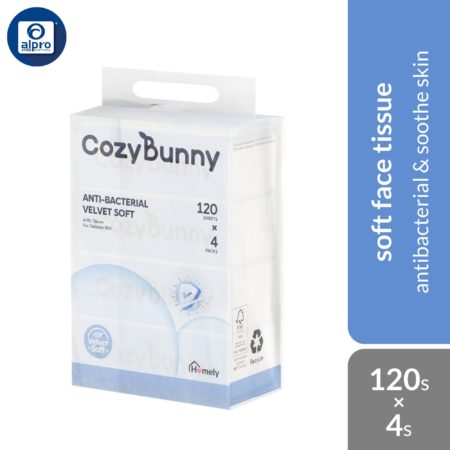 CozyBunny Velvet Soft Antibacterial Facial Tissues 4ply (Homely 120s/ Go-To 40s) | Antibacterial & Soothe Skin