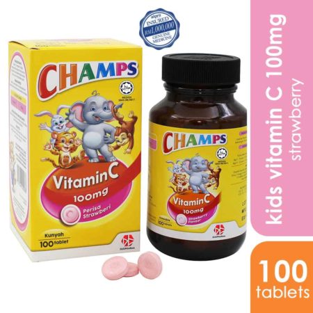 Champs C 100mg Strawberry 100s | Kids Vitamin C