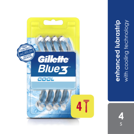 Gillette Blue 3 Cool Disposable Razor 4s | Enhanced Lubrastrip with Cooling Technology
