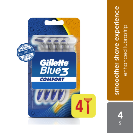 Gillette Blue3 Comfort Disposable Razor 4s | Smoother Shave Experience