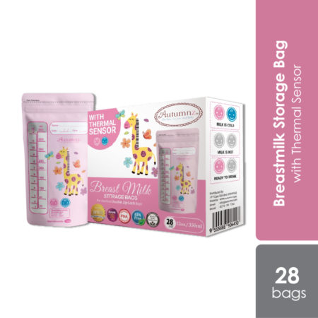 Autumnz Double Ziplock Milk Storage Bags 350ml / 12oz 28s | with Thermal Sensor