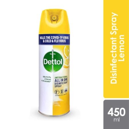 Dettol Disinfectant Spray (Lemon Breeze) 450ml | Kills 99.9% Viruses & Bacteria