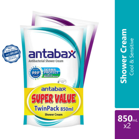 Antabax Shower Cream Cool & Sensitive 850ml 2s | Cleans and Removes 99.9% of Germs
