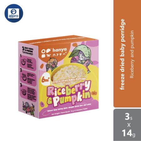 Hanya Freeze-Dried Baby Porridge With Riceberry & Pumpkin 3s X 14g | Kids Healthy Snacks