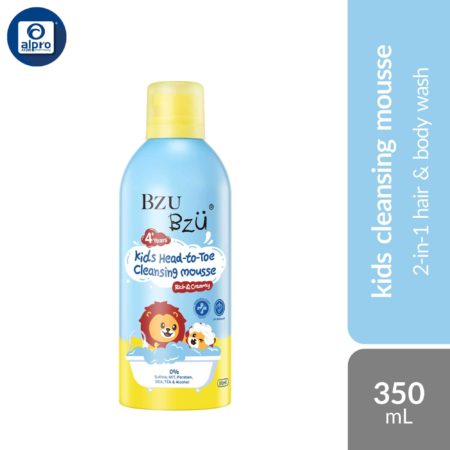 Bzu Bzu Kids Head-To-Toe Cleansing Mousse 350mL | 2-In-1 Hair & Body Wash