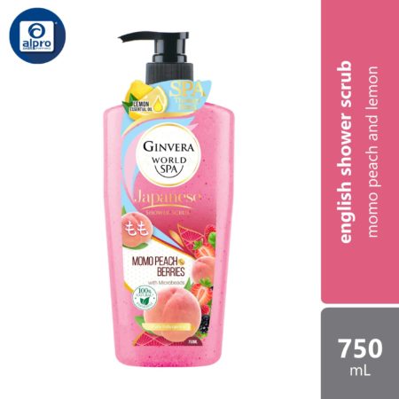 Ginvera World Spa Japanese Shower Scrub Momo Peach & Berries 750ml | Momo Peach and Lemon