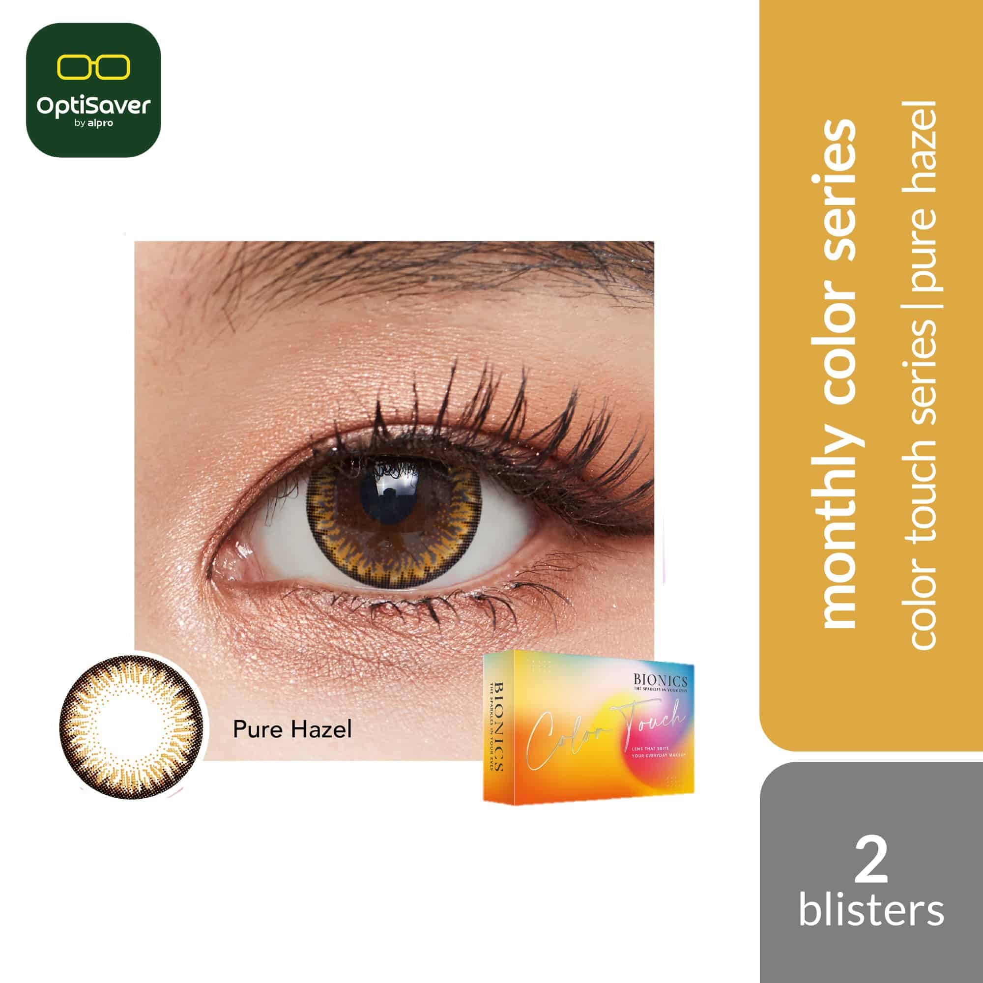 Bionics Color Touch Series 30D 2s | Monthly Contact Lenses [Pure Hazel]