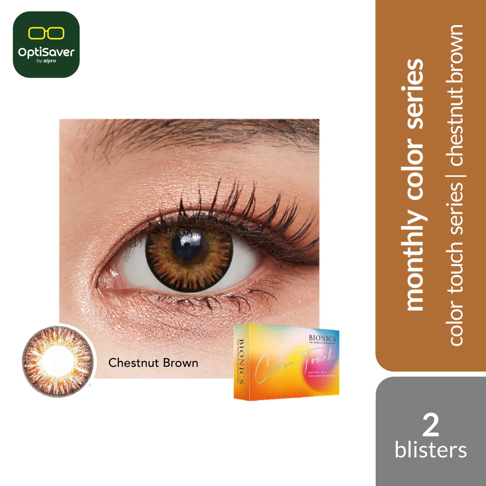 Bionics Color Touch Series 30D 2s | Monthly Contact Lenses [Chestnut Brown]