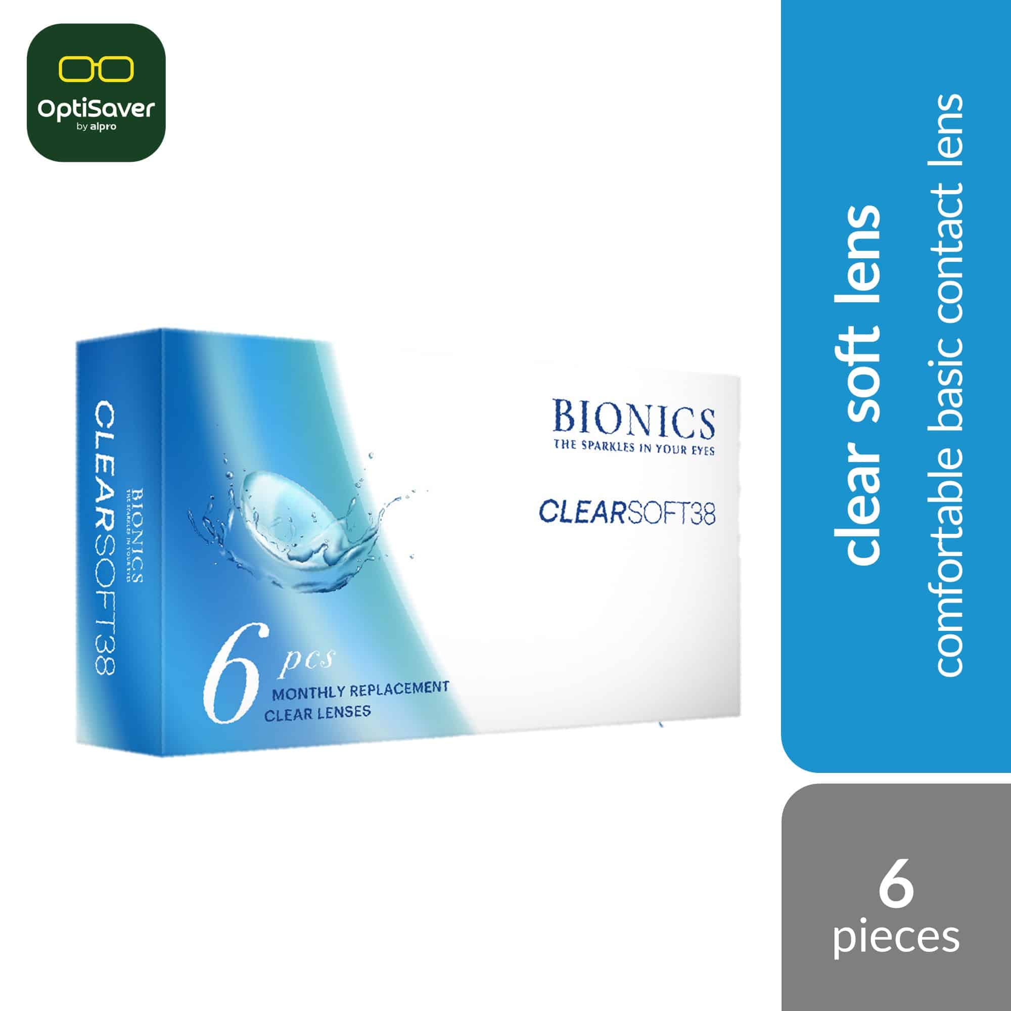 Bionics Clear Soft 38 90 Days 6s | Quarterly Contact Lenses [Clear Lens]