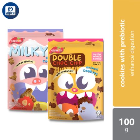 Gnubkins Animal Shaped Cookies with Prebiotic (Double Choc Chip/ Milky) 100g | Fun and Interesting Snack +12 Months