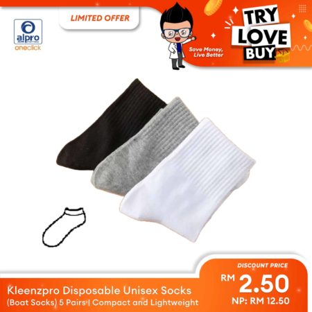 (TLB) Kleenzpro Disposable Unisex Socks (Boat Socks) 5 Pairs | Compact and Lightweight