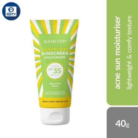 Azarine Calm My Acne Sunscreen Moisturiser SPF35 PA+++ 40g | Lightweight & Comfy Texture