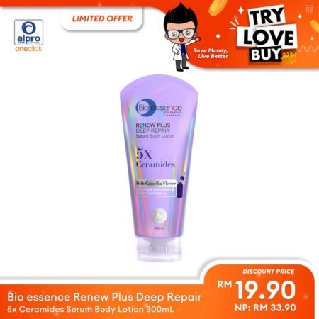 (TLB) Bio essence Renew Plus Deep Repair 5x Ceramides Serum Body Lotion 300mL | Velvety Smooth Skin