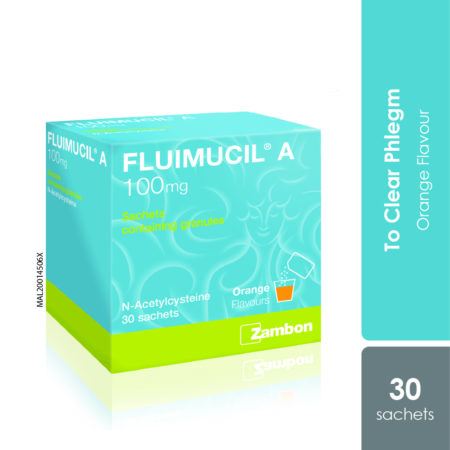 Fluimucil A 100mg (Orange) Sachet 30s | Clear Phlegm