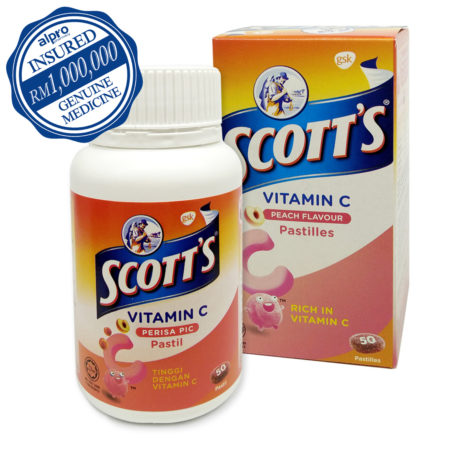 Scotts Vitamin C Pastilles Peach 50s | Helps Support Collagen Formation