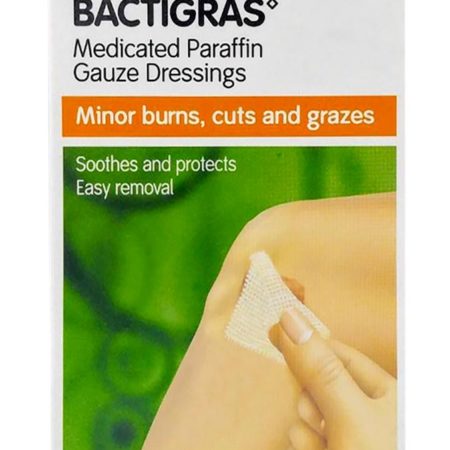 S&n Bactigras Medicated Paraffin Gauze Dressing 5cmx5cm 5s