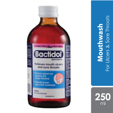 Bactidol Mouthwash 250ml | Relief Mouth and Throat Infections