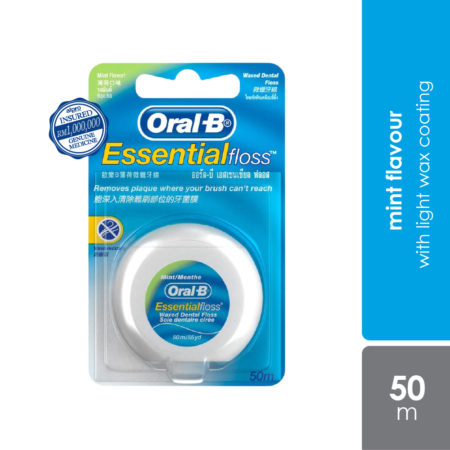 Oral B Essential Floss Waxed Dental Mint 50M | Helps Clean the Tough-to-get Plaque Away