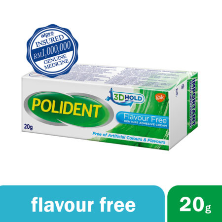 Polident Denture Adhesive Cream Flavour Free 20g | Improve Denture Fit and Comfort