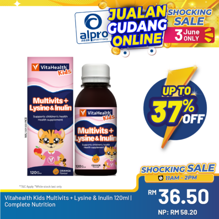 Vitahealth Kids Multivits + Lysine & Inulin 120ml | Complete Nutrition