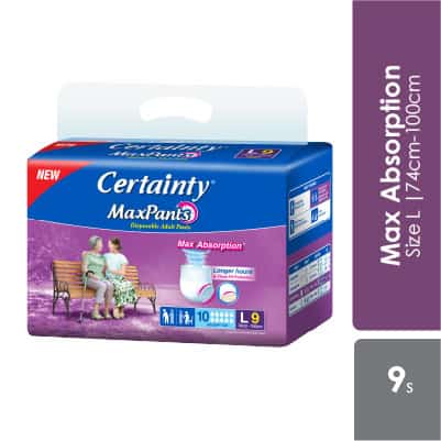 Certainty Maxpants Adult Diaper (Pants) | Regular Pack (L Size) X 9s