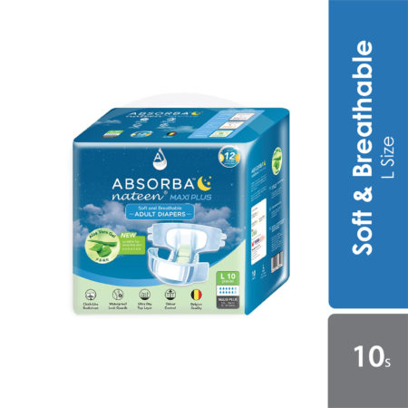 Absorba Nateen Maxi Plus Adult Diapers (l) 10s (8 Sets)