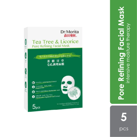 Dr.Morita Tea Tree & Licorice Acne & Pore Refining Facial Mask 5S | Reduce Oil and Acne
