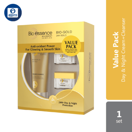 [Value Pack] Bio Essence Bio-Gold 24K Gold Day Cream 40g + Night Cream 40g + Cleanser 100g | Bio-Gold Skincare Set