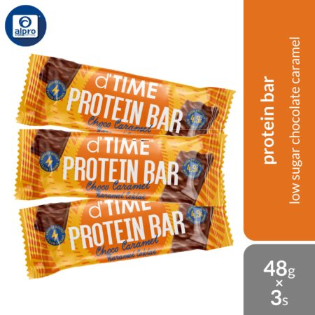 d'TIME Choco Caramel Protein Bar 3s 48g | Low Sugar Chocolate Caramel