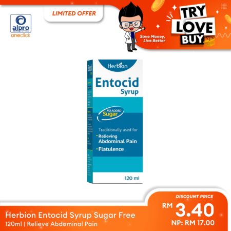 (TLB) Herbion Entocid Syrup Sugar Free 120ml | Relieve Abdominal Pain
