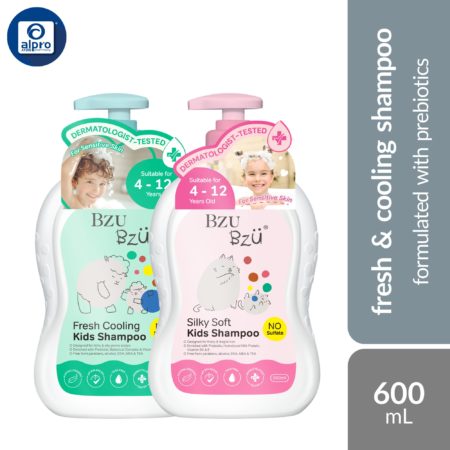 Bzu Bzu Kids Shampoo (Fresh & Cooling/ Silky & Soft) 600 mL | Formulated with Prebiotics & Healthy Scalp