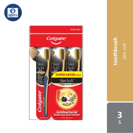 Colgate Toothbrush Slim Soft Charcoal Gold 3s | Provides Effective Cleaning