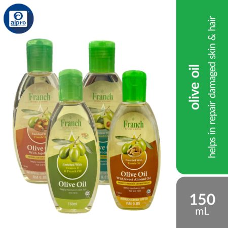 Franch Olive Oil (+Avocado Oil/ +Jojoba Oil/ +Sweet Almond Oil) 150mL | Helps In Repair Damaged Skin & Hair