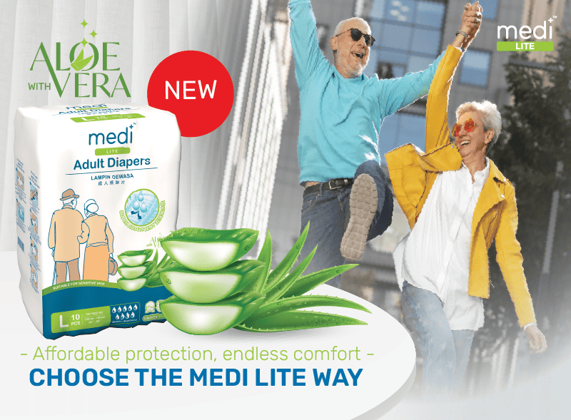 Medi Lite Unisex Adult Diapers 10's ( M /L /XL) | Double-Layer Absorben