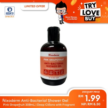 (TLB) Nixoderm Anti-Bacterial Shower Gel (Pink Grapefruit) 300mL | Deep Cleans with Fragrant Scent