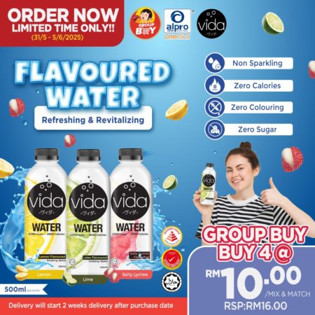 [Group Buy Delivery Starts: 20/06/2025] Vida Water 500ml (Lime/ Lemon/ Salty Lychee)