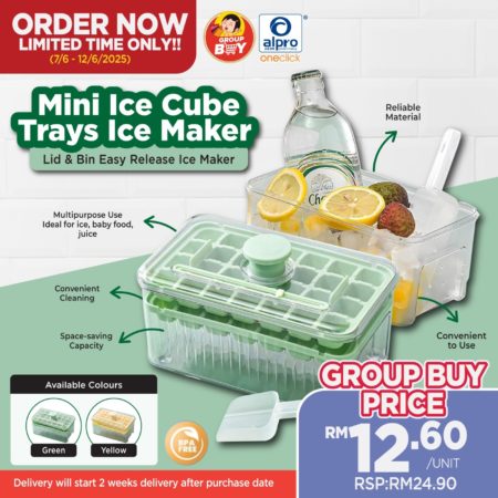 [Group Buy Delivery Start: 26/06/2025] Mini Ice Cube Trays Ice Maker 2 Layer (Yellow/ Green)